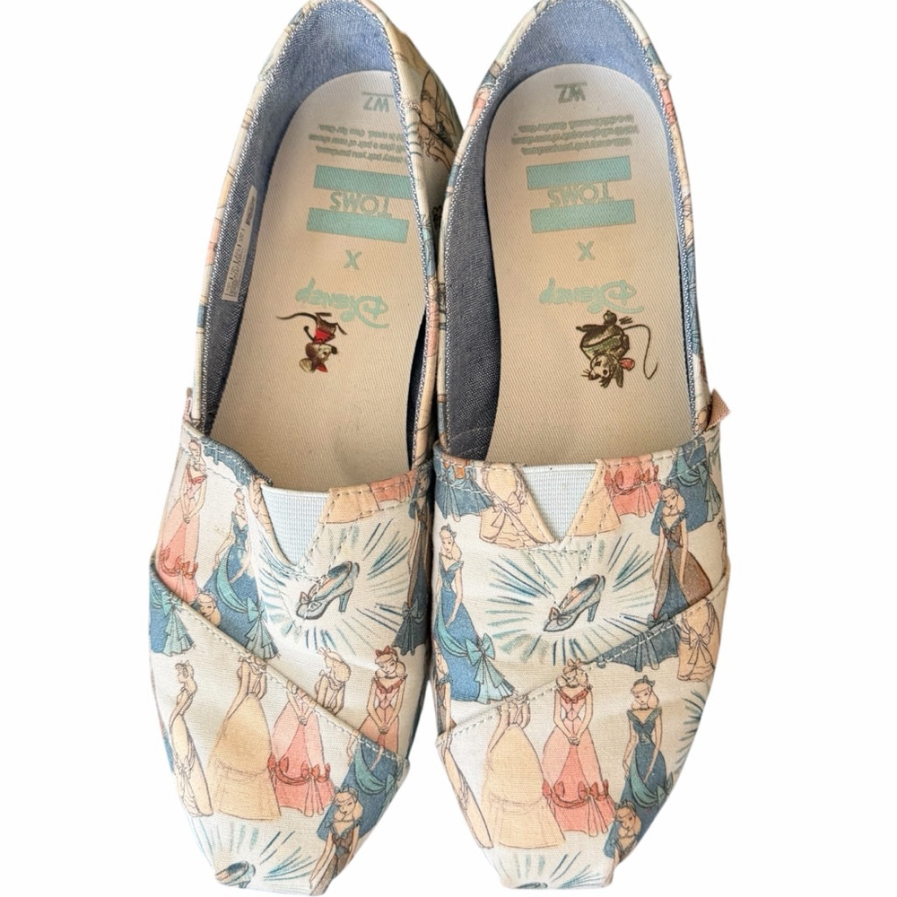 Toms Disney Princess Pastel Multi Canvas Slip-On Flats